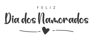 Portekizce Sevgililer Gününüz kutlu olsun. Baskı, kalp ve çizgilerle dolu tebrik kartı şablonu. Çizgi film. Vektör illüstrasyonu