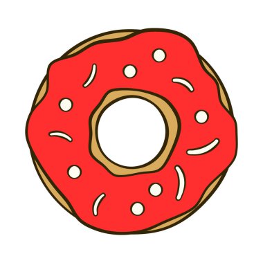 Red donut. Valentine's day. Cartoon flat icon. Vector illustration