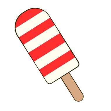 Ice cream on stick. Valentine's day. Cartoon flat icon. Vector illustration