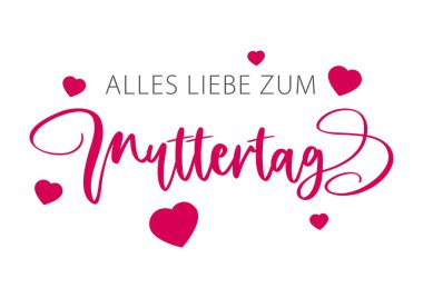 Happy mother's Day lettering in German with heart and lines. Vector illustration
