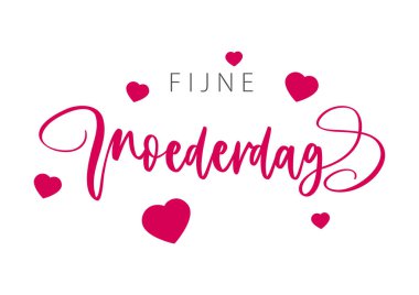 Happy mother's Day lettering in Dutch with heart and lines. Vector illustration