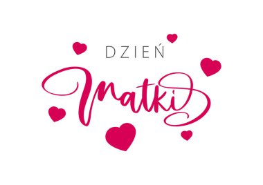 Happy mother's Day lettering in Polish with heart and lines. Vector illustration
