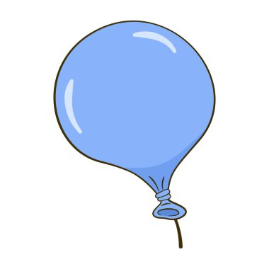 Blue balloon. Cartoon. Vector illustration. Isolated on white background
