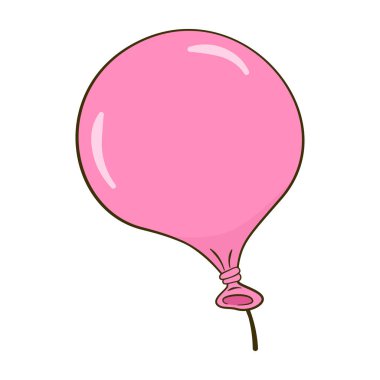 Pink balloon. Cartoon. Vector illustration. Isolated on white background