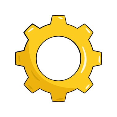 Gold cogwheel. Vector illustration. Cartoon. Isolated on white background