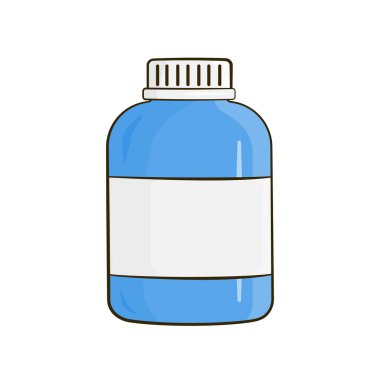 Plastic bottle with empty label. Vector illustration. Cartoon. Isolated on white background