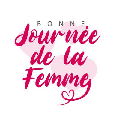 Happy Women's Day lettering in with heart. Vector illustration. Isolated on white background