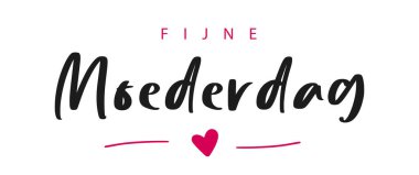 Happy mother's Day lettering in Dutch with heart. Vector illustration. Isolated on white background