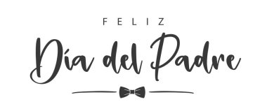 İspanyolca ve papyonlu Babalar Günün kutlu olsun. Vektör çizimi. Beyaz arkaplanda izole