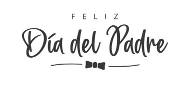 İspanyolca ve papyonlu Babalar Günün kutlu olsun. Vektör çizimi. Beyaz arkaplanda izole