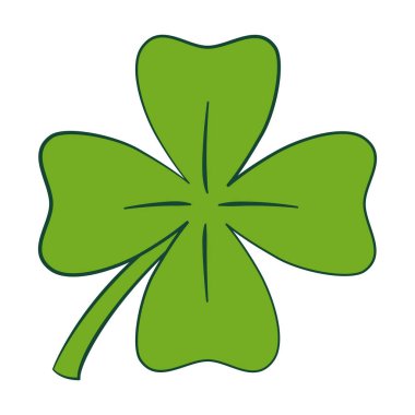 Lucky four leaf clover. St. Patrick's Day. Vector illustration. Isolated on white background