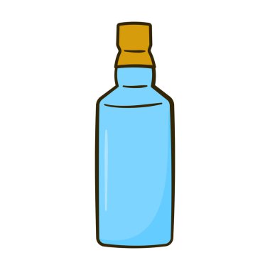 Blue bottle with a cork. Cartoon. Vector illustration. Isolated on white background
