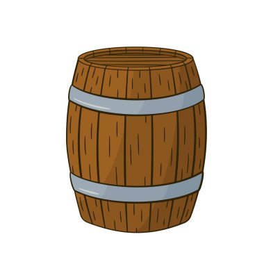 Wooden barrel. Cartoon. Vector illustration. Isolated on white background