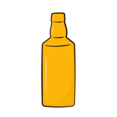 Sarı şişe. Çizgi film. Vektör çizimi. Beyaz arkaplanda izole