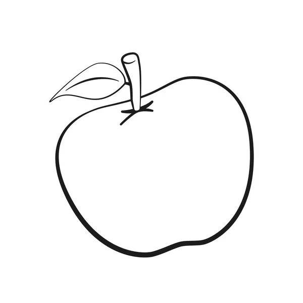 Яблочный Контур Векторная Иллюстрация Изолированный Белом Фоне — стоковый вектор