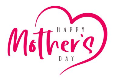 Happy Mother's Day lettering with heart. Vector illustration. Isolated on white background