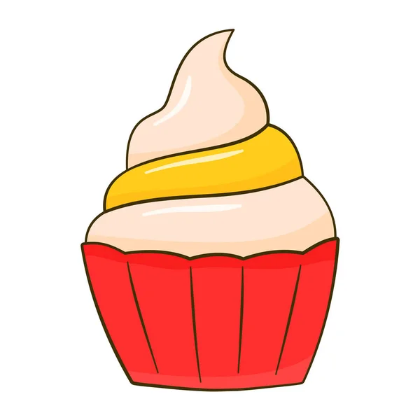 Citroen Cupcake Een Tekenfilm Vector Illustratie Geïsoleerd Witte Achtergrond — Stockvector