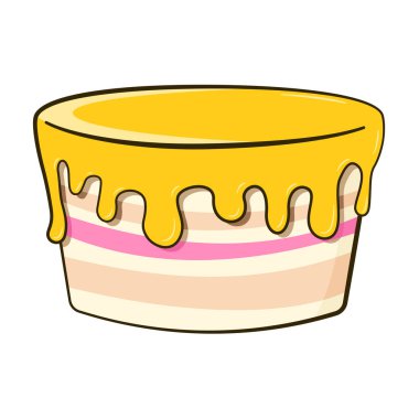 Doğum günü pastası. Çizgi film. Vektör çizimi. Beyaz arkaplanda izole