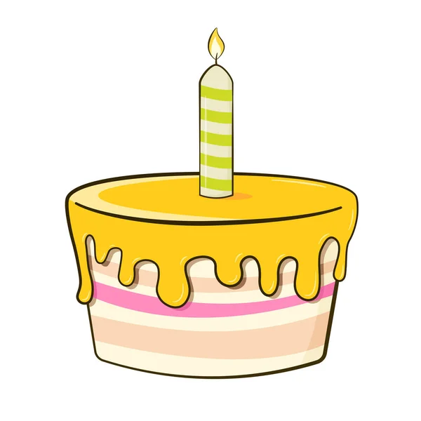 Birthday Cake Candle Cartoon Vector Illustration Isolated White Background — Image vectorielle