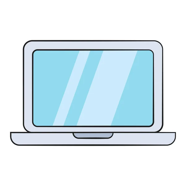 Laptop Met Blanco Scherm Een Tekenfilm Vector Illustratie Geïsoleerd Witte — Stockvector