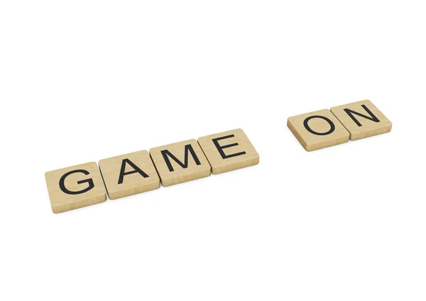 Game Written Wooden Letters Isolated White Background Render — Stock Photo, Image