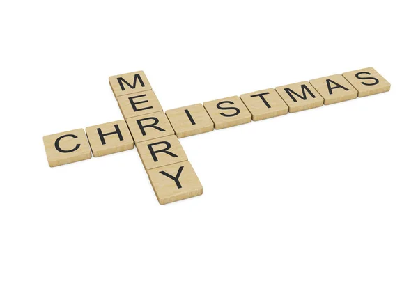 Feliz Navidad Palabras Escritas Con Letras Madera Aisladas Sobre Fondo —  Fotos de Stock