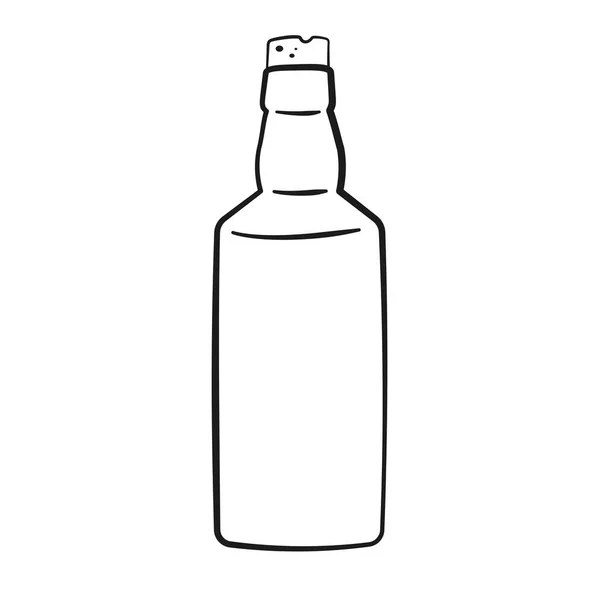 Bottiglia Con Contorno Sughero Cartone Animato Illustrazione Vettoriale Isolato Sfondo — Vettoriale Stock