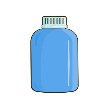 Blue bottle. Cartoon. Vector illustration. Isolated on white background