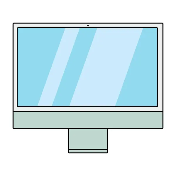 Computador All One Com Tela Branco Ícone Desenhos Animados Ilustração —  Vetores de Stock