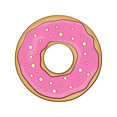 Pembe çörek. Çizgi film. Vektör çizimi. Beyaz arkaplanda izole