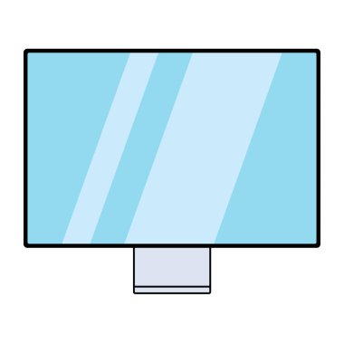 Boş ekran ile monitör. Simge. Çizgi film. Vektör çizimi. Beyaz arkaplanda izole