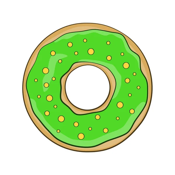 Green Donut Cartoon Vector Illustration Isolated White Background — Stock Vector