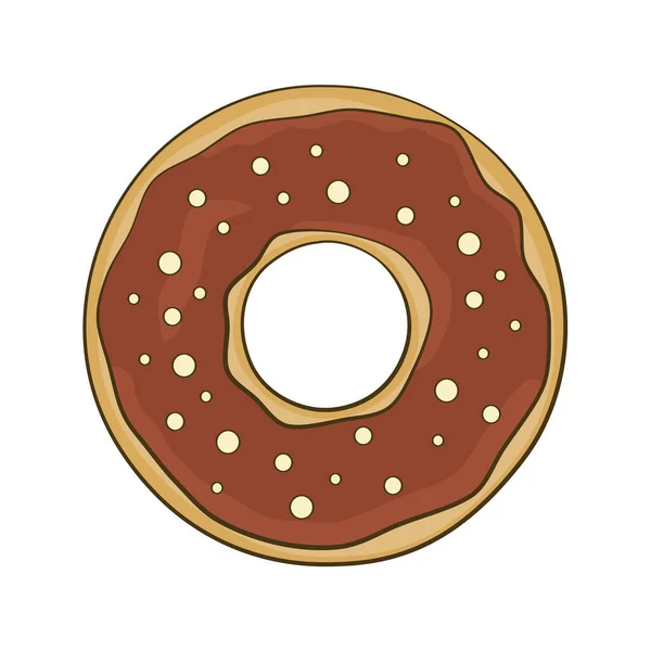 Donut Chocolate Desenhos Animados Ilustração Vetorial Isolado Sobre Fundo Branco — Vetor de Stock