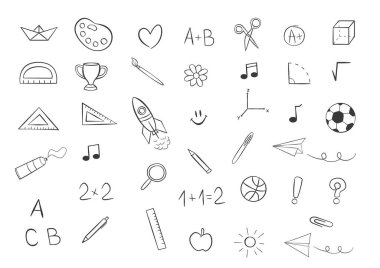 geri okul Icon set için. vektör çizim