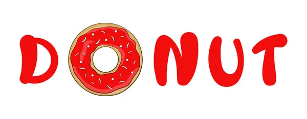 Donut Lettering Donut Instead Letter Cartoon Vector Illustration — стоковый вектор