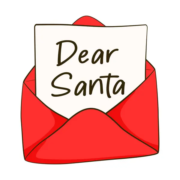 Letter Santa Claus Red Envelope Cartoon — Stock Vector