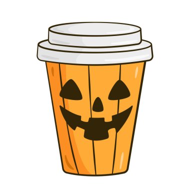 Cadılar Bayramı kahve fincanı. Çizgi film. Vektör illüstrasyonu