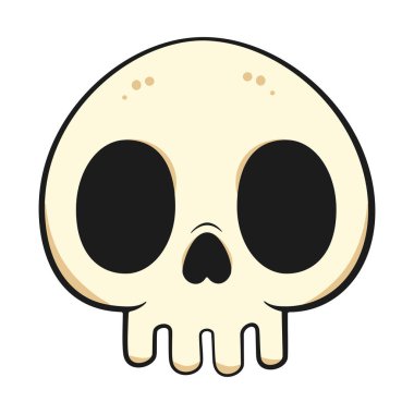 Çizgi film kafatası. Cadılar Bayramı süsü. Vektör illüstrasyonu