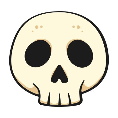 Çizgi film kafatası. Cadılar Bayramı süsü. Vektör illüstrasyonu