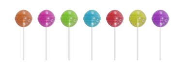 Şeffaf arkaplanda lolipoplar izole edildi