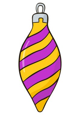 Sarı ve mor takılar. Çizgi film illüstrasyonu