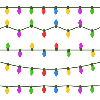 Noel ışıkları seti. Çizgi film illüstrasyonu