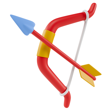 Oklu stilize bir yay. Şeffaf arkaplanda izole