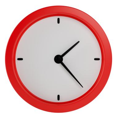 Stilize kırmızı duvar saati. Şeffaf arkaplanda izole