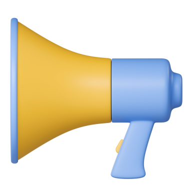 Stilize edilmiş megafon. Şeffaf arkaplanda izole