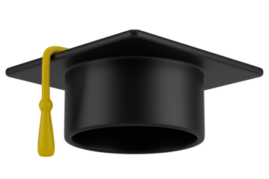 Mezuniyet şapkası. Şeffaf arkaplanda izole