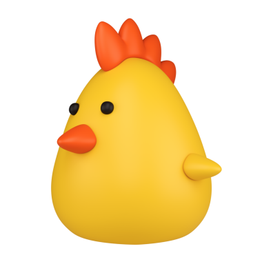 Stilize edilmiş küçük sarı piliç. Şeffaf arkaplanda izole