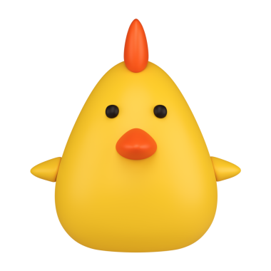 Stilize edilmiş küçük sarı piliç. Şeffaf arkaplanda izole