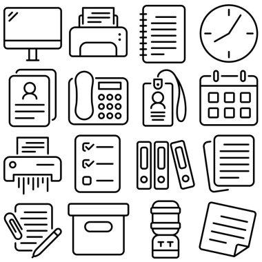 Ofis ve Çalışma Alanı Özellikleri Simge Taslak Biçimi