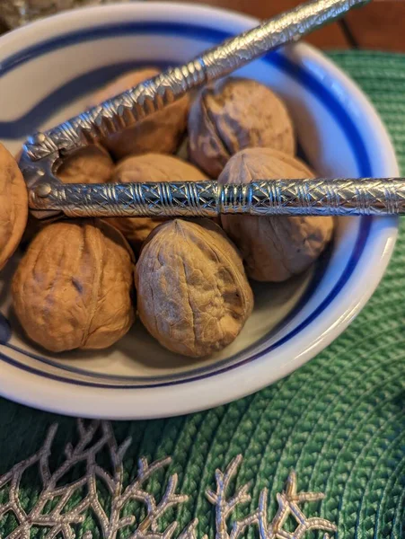 Nuts Bowl Nut Craker — Stock Photo, Image
